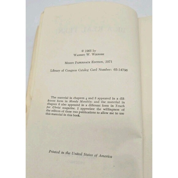 Vintage 1971 Be A Real Teen Warren Wiersbe Paperback Christian Book Devotional - Picture 7 of 7